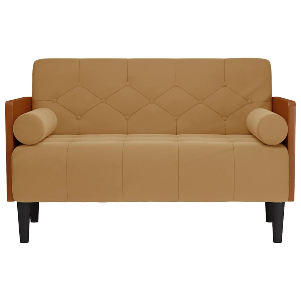vidaXL barna bársony loveseat kanapé párnákkal 110 cm