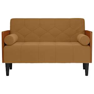 Pohovka Loveseat s podhlavníkem, hnědá, 110 cm, samet - obrázek 3