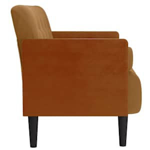 Pohovka Loveseat s podhlavníkem, hnědá, 110 cm, samet - obrázek 4