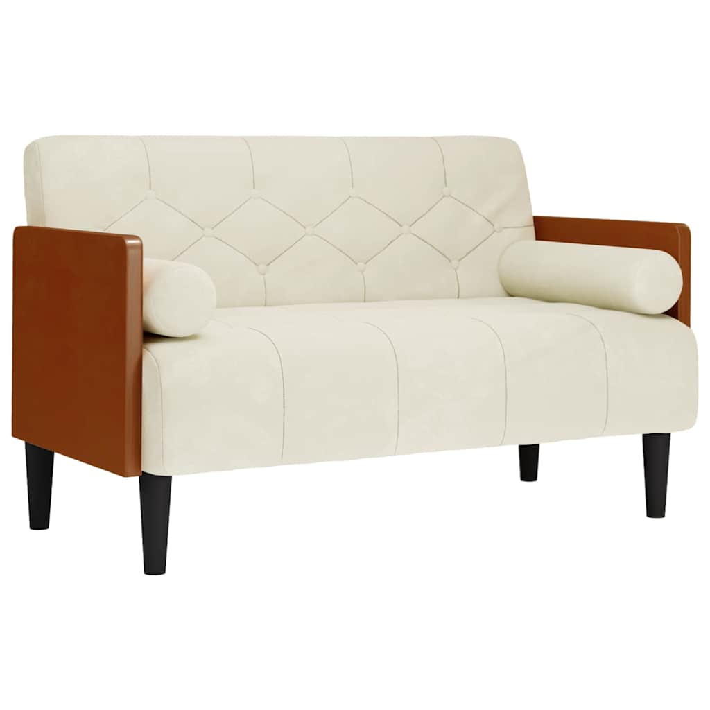 Thumbnail - vidaXL Zweisitzer-Sofa mit Nackenrollen Creme 110 cm Samt