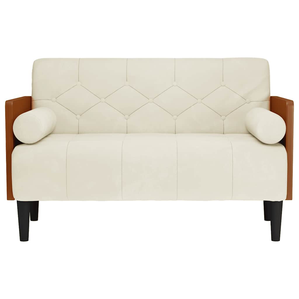 vidaXL Canapea loveseat cu perne de sustinere crem 110 cm catifea