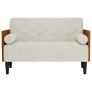 Pohovka Loveseat s podhlavníkem, krémová, 110 cm, samet - obrázek 3