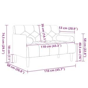 Pohovka Loveseat s podhlavníkem, 110 cm, lněná - obrázek 8