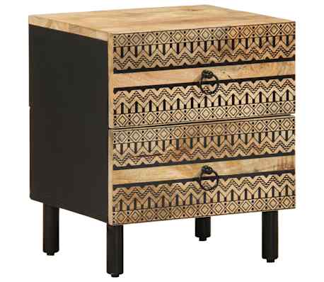 vidaXL Nachttische 2 Stk. Schwarz 40x33,5x46 cm Raues Mangoholz
