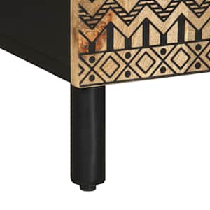 TV skříňka černá 105 x 33,5 x 46 cm masivní hrubý mangovník - obrázek 8