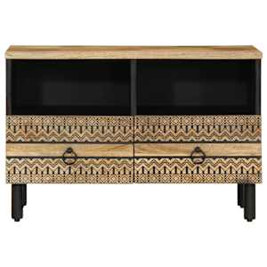 TV skříňka černá 70 x 33,5 x 46 cm masivní hrubý mangovník - obrázek 3