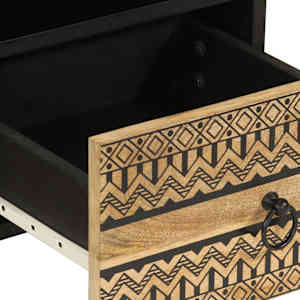 TV skříňka černá 70 x 33,5 x 46 cm masivní hrubý mangovník - obrázek 7