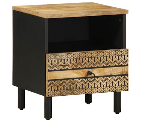 vidaXL Dulapuri pat, 2 buc., negru, 40x33x46 cm, lemn masiv mango brut