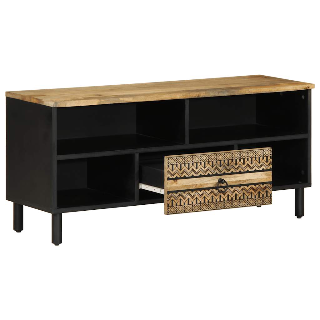 Thumbnail - vidaXL TV-Schrank Schwarz 100x33,5x46 cm Raues Mangoholz