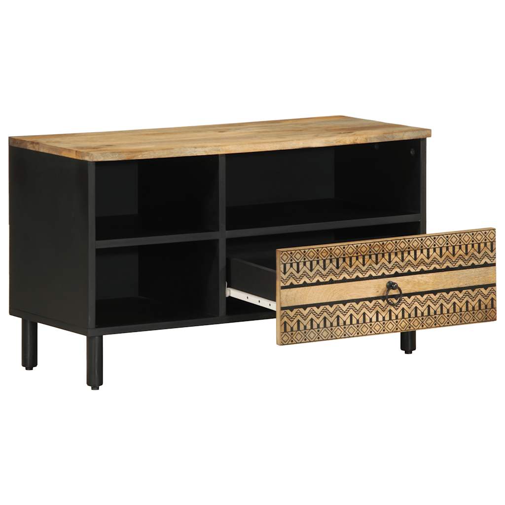 Thumbnail - vidaXL TV-Schrank Schwarz 80x33,5x46 cm Raues Mangoholz