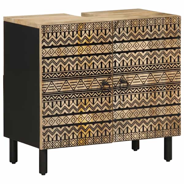 vidaXL vannitoa valamukapp, must, 62 x 33 x 58 cm, mangopuit