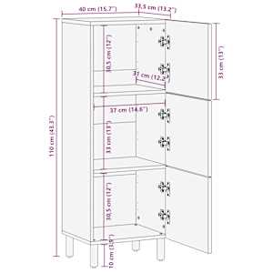 Skříň highboard 40x33,5x110 cm masivní hrubé mangovníkové dřevo - obrázek 12