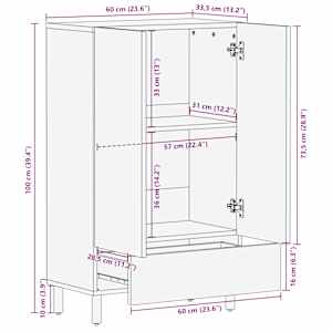 Skříň highboard 60x33,5x100 cm masivní hrubé mangovníkové dřevo - obrázek 12