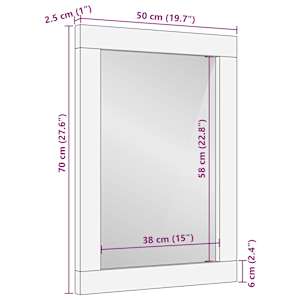 Koupelnové zrcadlo 50 x 70 cm masivní mangovníkové dřevo a sklo - obrázek 11