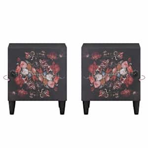 Noční stolek s dvířky 2 pcs Černá 40 x 33 x 46 cm - obrázek 10