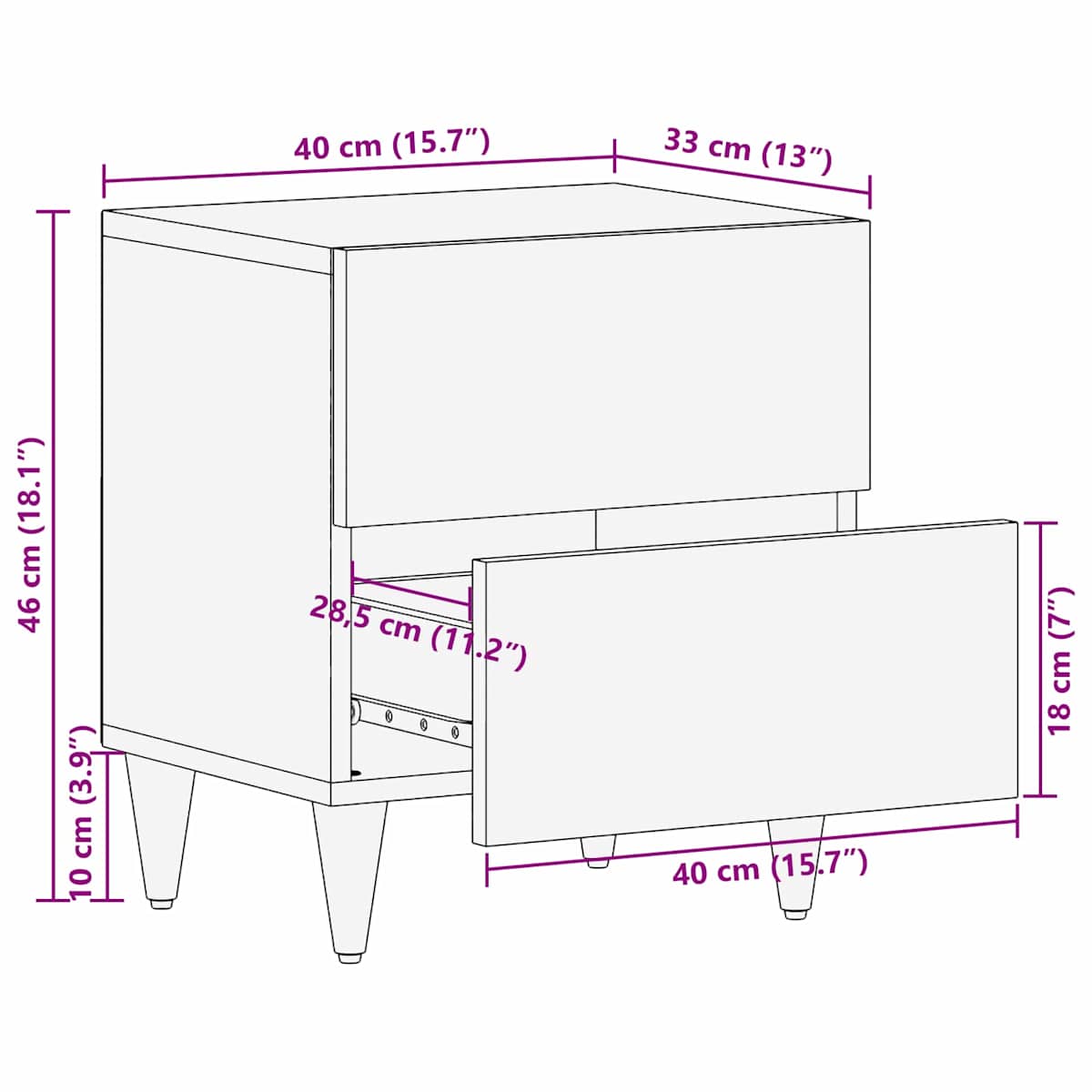 Sengebord Brun 40 x 33 x 46 cm Massivt mangotræ - Billede 11