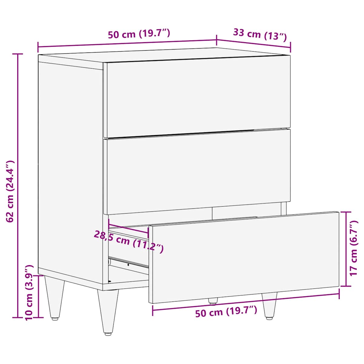 Sengebord Flerfarvet 50 x 33 x 60 cm Massivt mangotræ - Billede 11