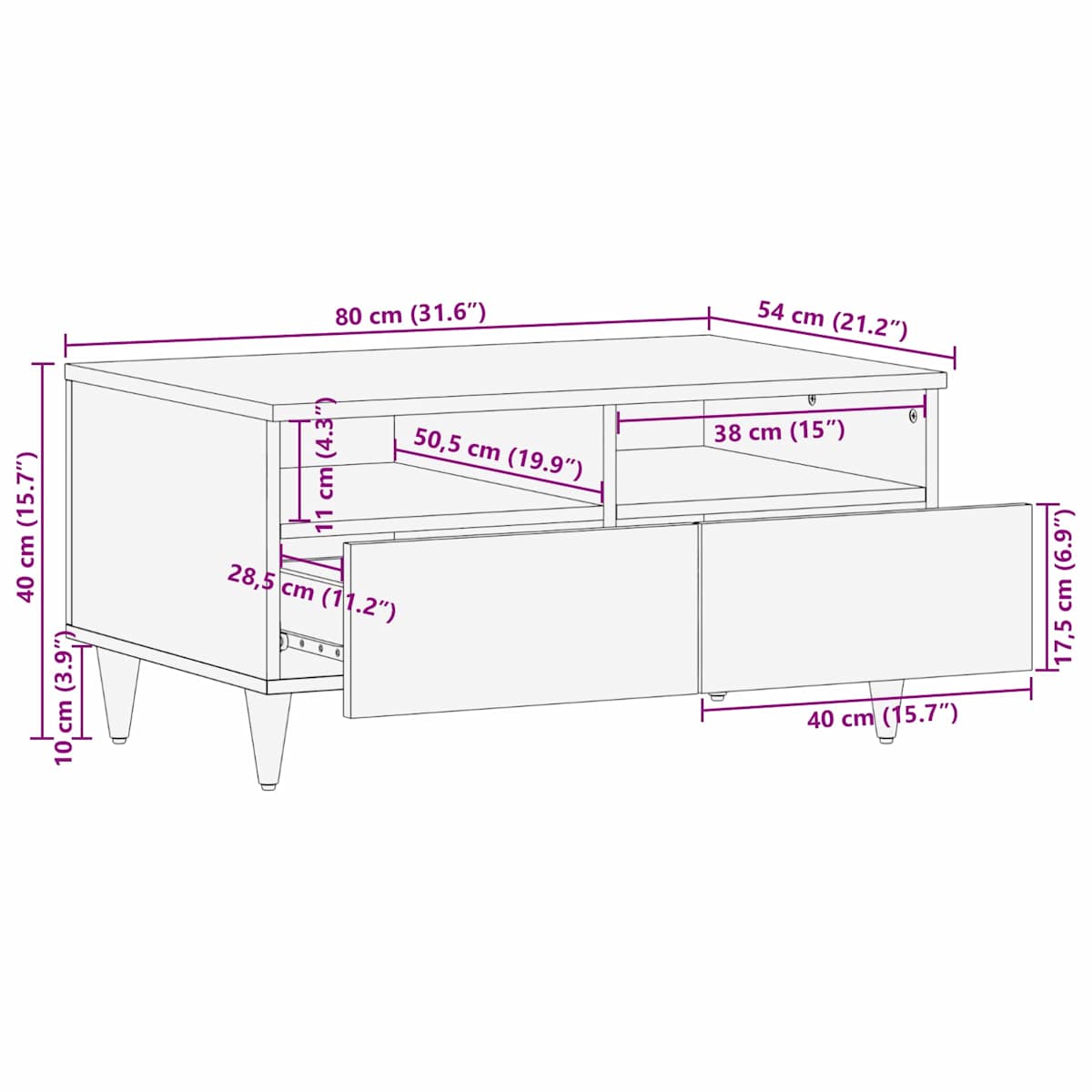 Sofabord Flerfarvet 80 x 54 x 40 cm Massivt mangotræ - Billede 10