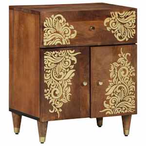 Nočna omarica z vrati s predalom Medeno rjava 50 x 33 x 60 cm