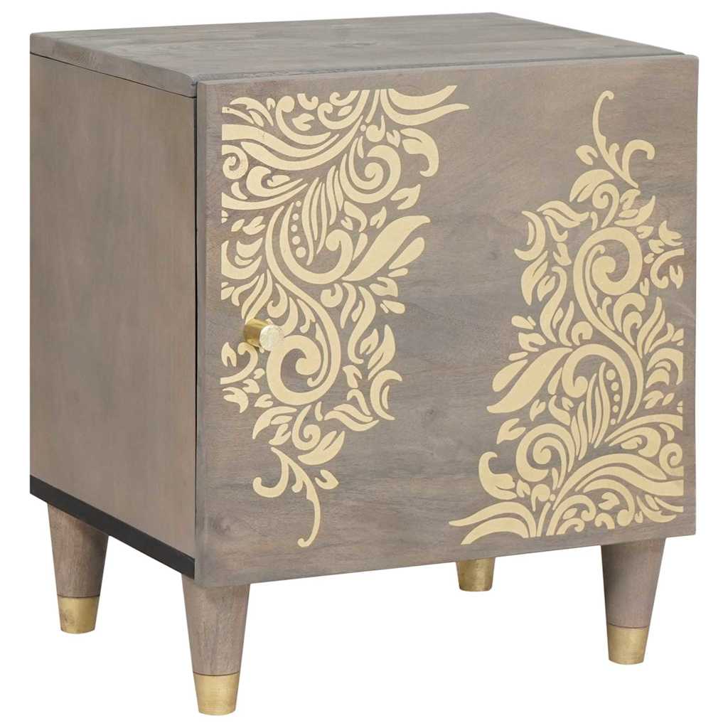 vidaXL Dulap de noapte Gri 40 x 33 x 46 cm Lemn masiv de mango