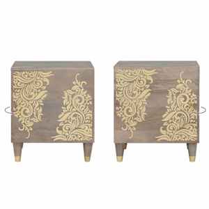 Noční stolek s dvířky 2 pcs Šedá 40 x 33 x 46 cm - obrázek 11