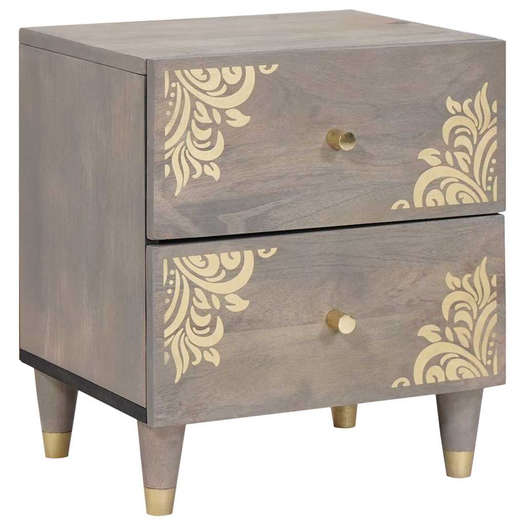vidaXL Nachtkastje 2 pcs Grijs 40 x 33 x 46 cm massief mangohout