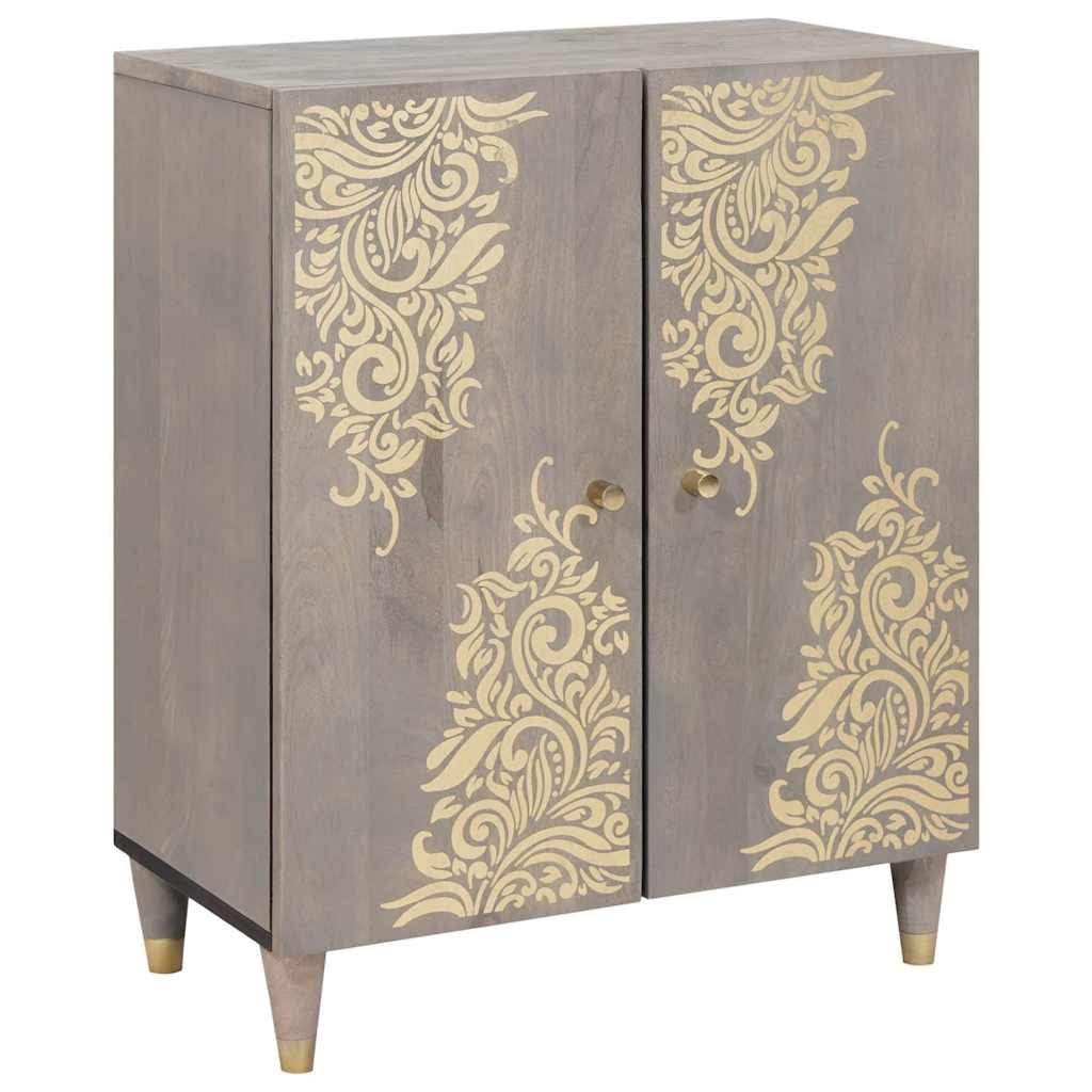 vidaXL Bufet Gri și Aur 60 x 33.5 x 75 cm Lemn masiv de mango
