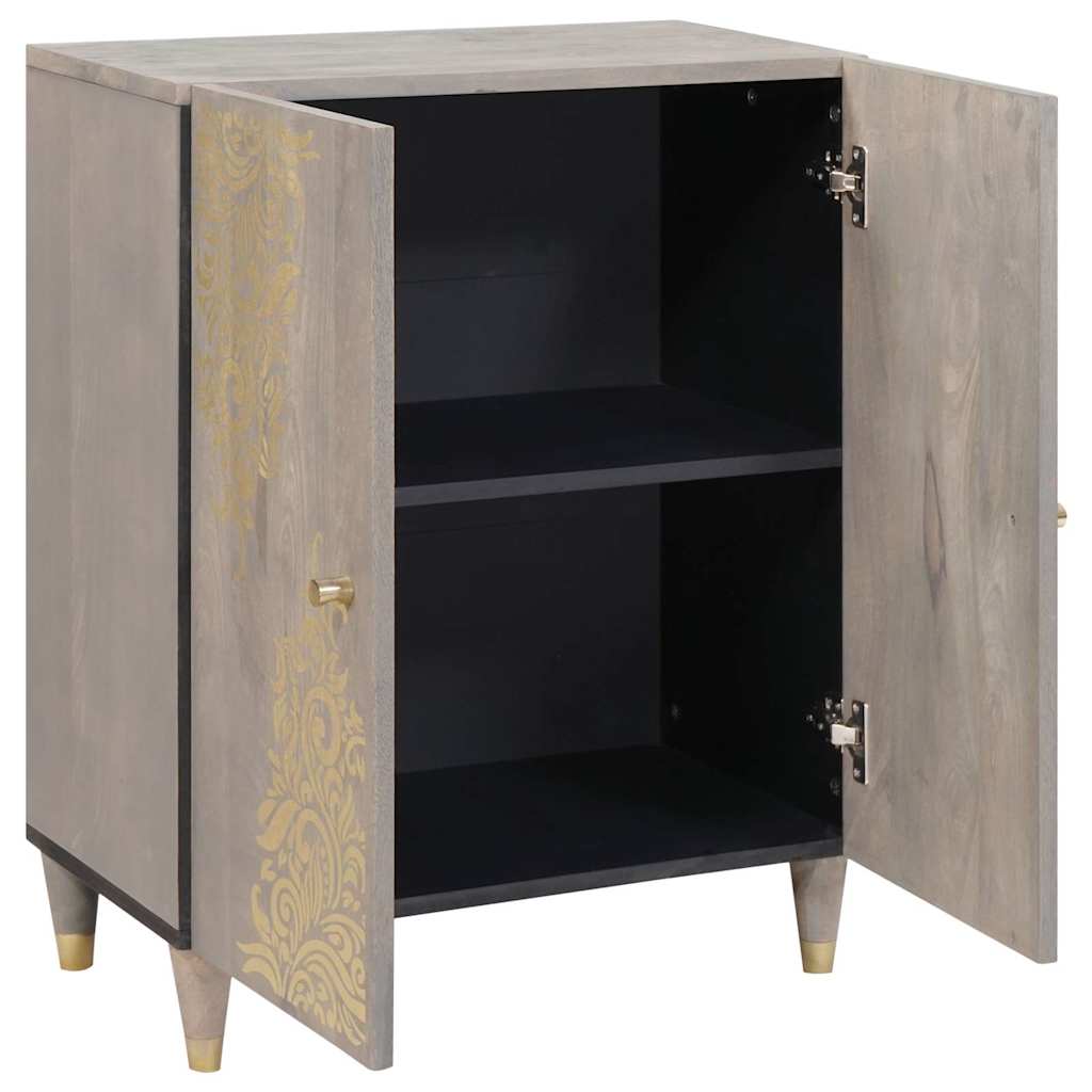 vidaXL Dressoir Grijs en Goud 60 x 33.5 x 75 cm Massief mangohout