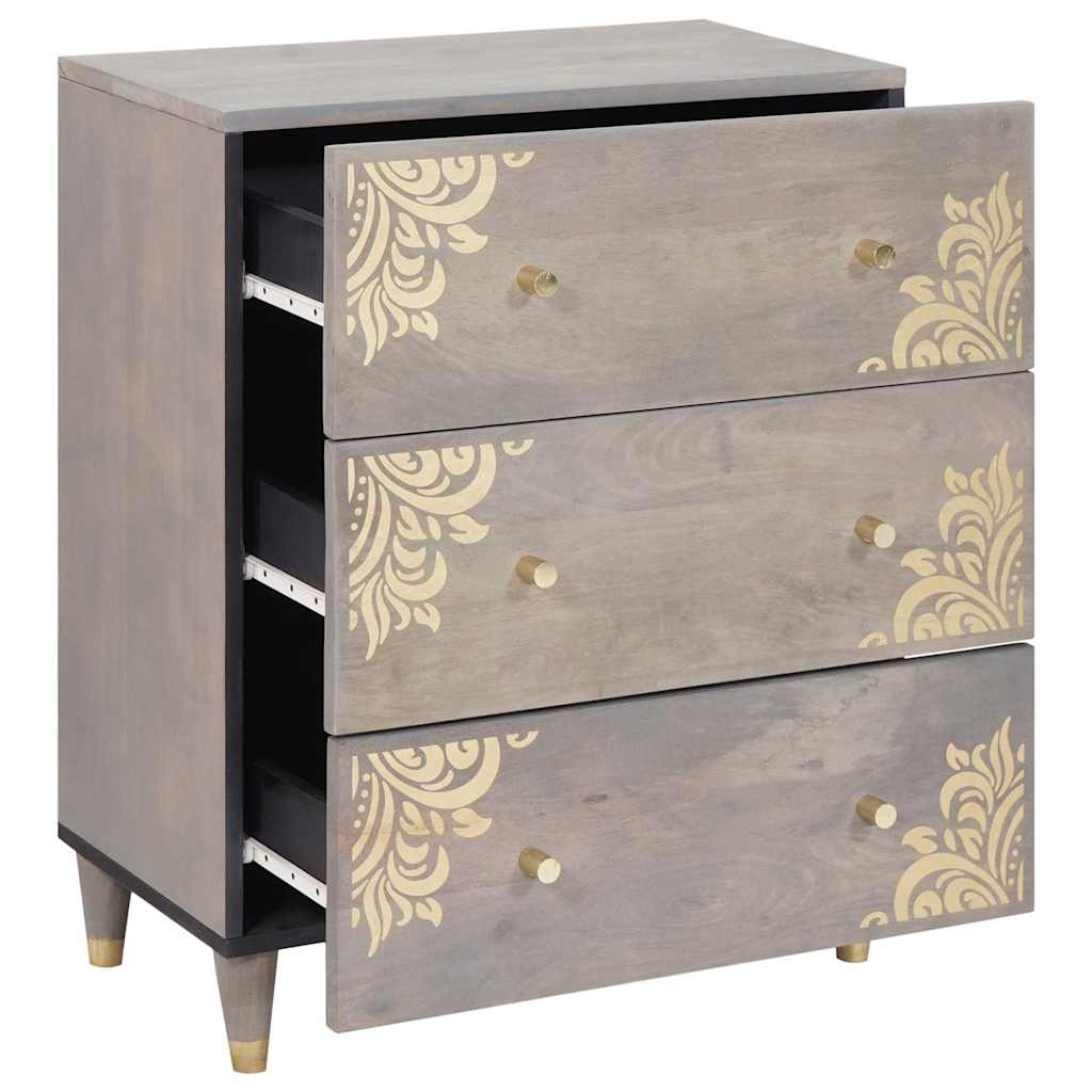 vidaXL Dressoir Grijs en Goud 60 x 33.5 x 75 cm Massief mangohout