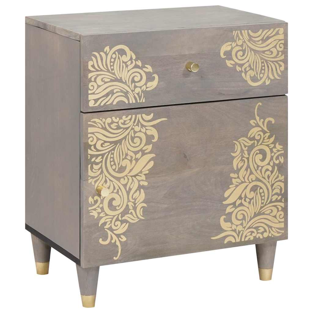 vidaXL Dulap de noapte Gri 50 x 33 x 60 cm Lemn masiv de mango
