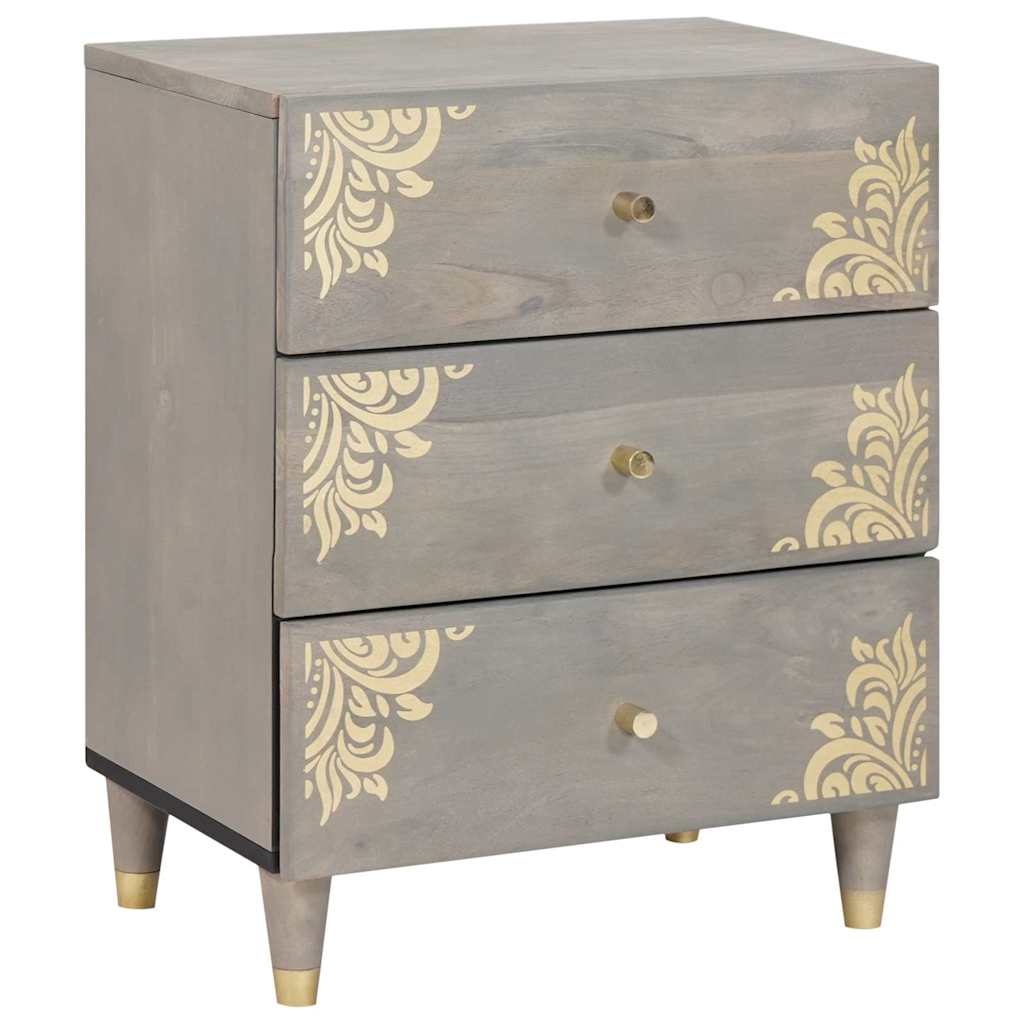 vidaXL Dulap de noapte Gri 50 x 33 x 62 cm Lemn masiv de mango