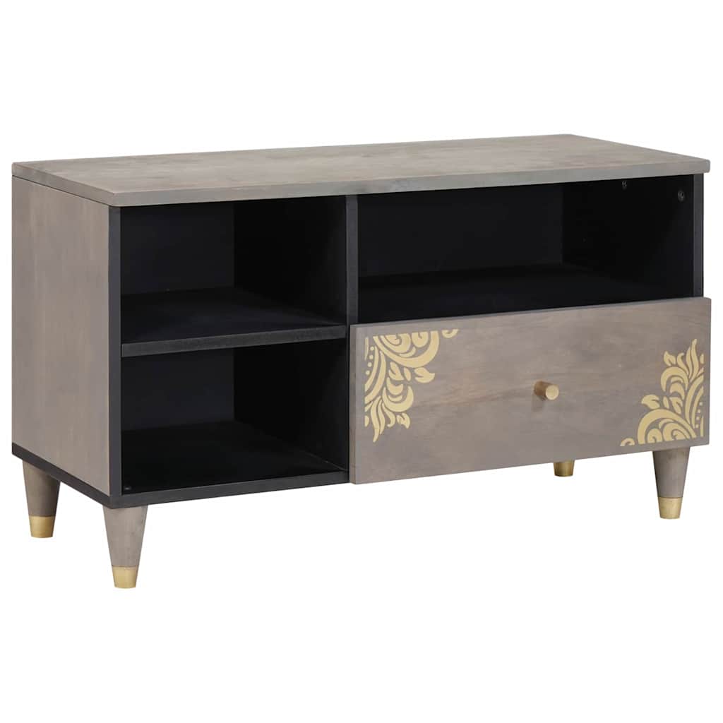 vidaXL Cabinet TV Gri și Aur 80 x 33.5 x 46 cm Lemn masiv de mango