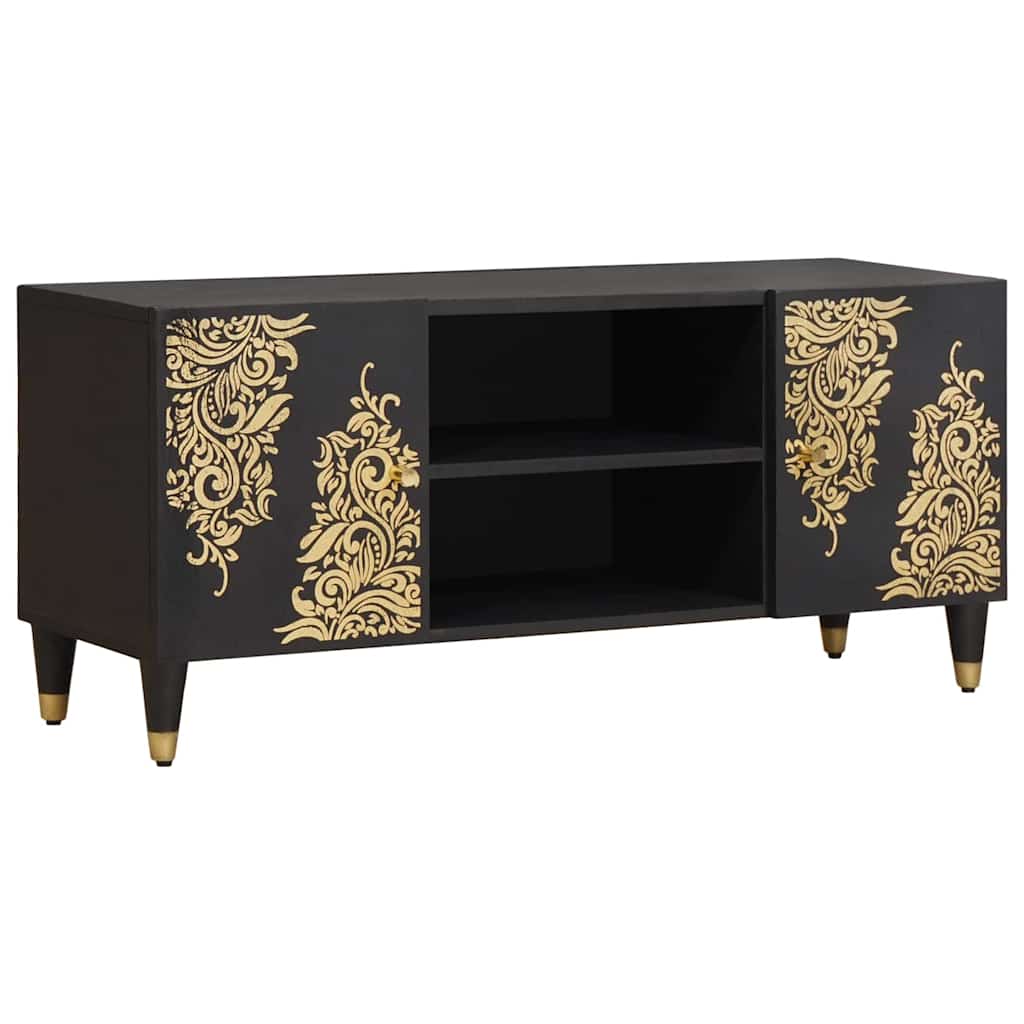 Dulapuri & depozitare - Cabinet TV cu raft Negru 105 x 33 x 46 cm Lemn de mango solid