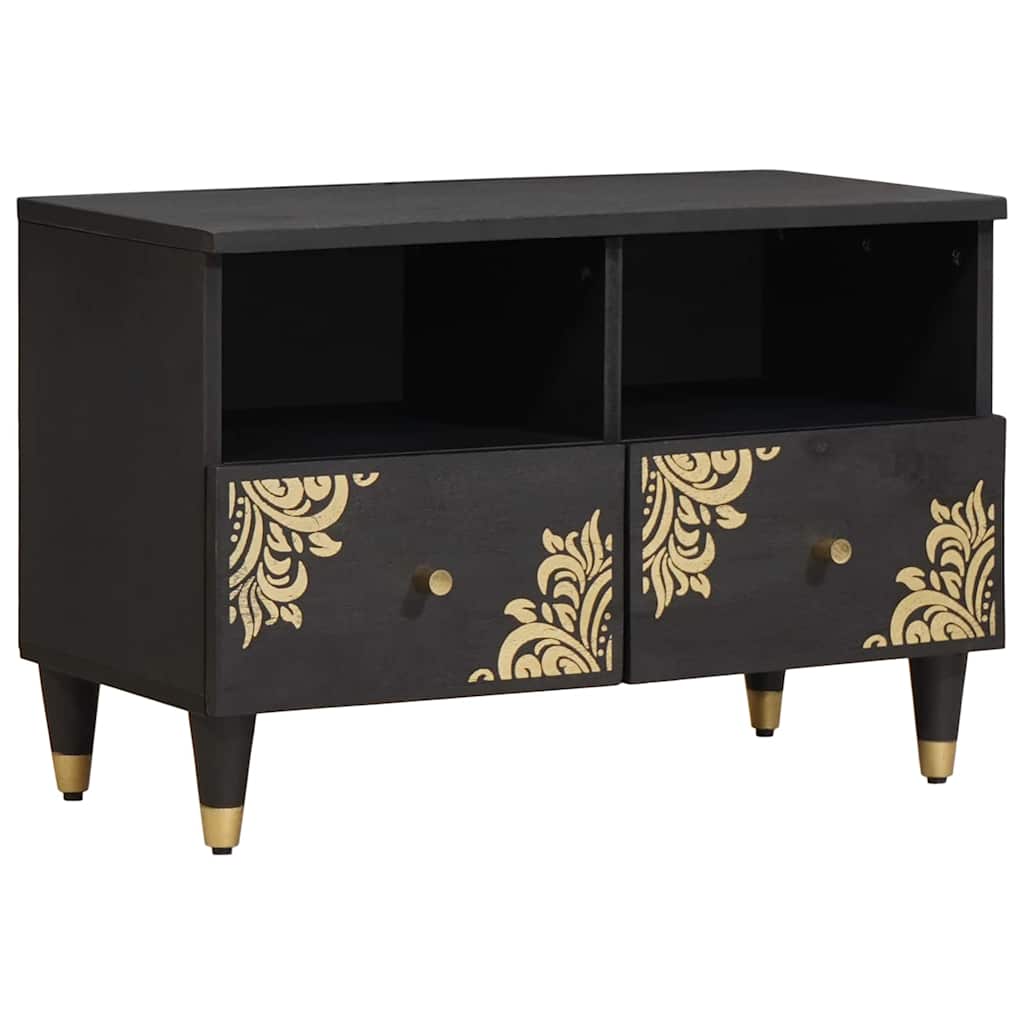 vidaXL Cabinet TV cu sertar Negru 70 x 33 x 46 cm Lemn de mango solid