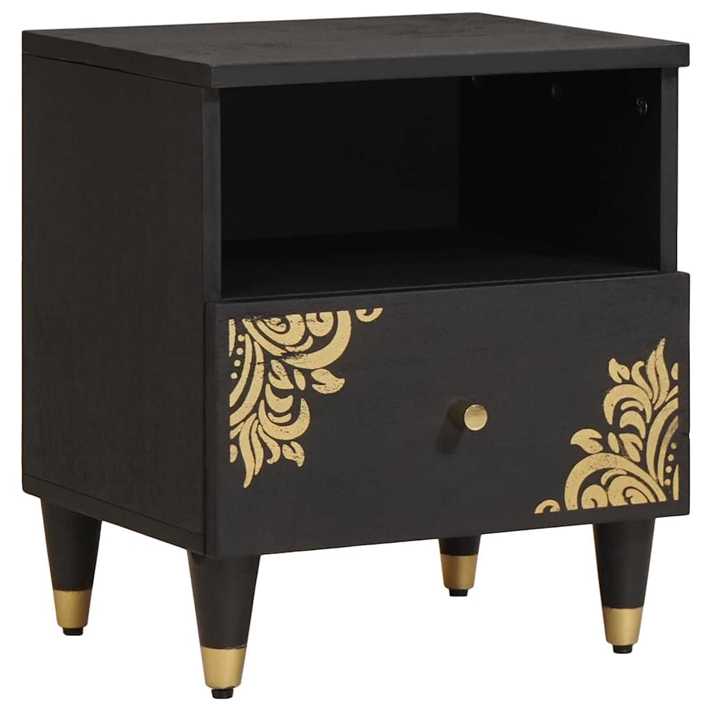 Mobilă și Mobilier - Dulap de noapte Negru 40 x 33 x 46 cm Lemn de mango solid