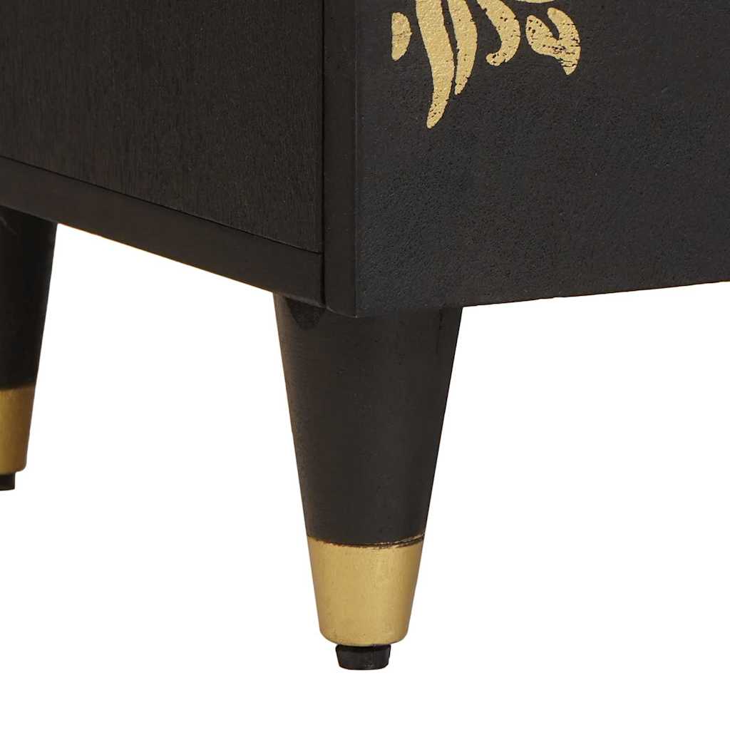 Yöpöytäkaappi 2 pcs Musta 40 x 33 x 46 cm Kiinteä mango puu - Image 9