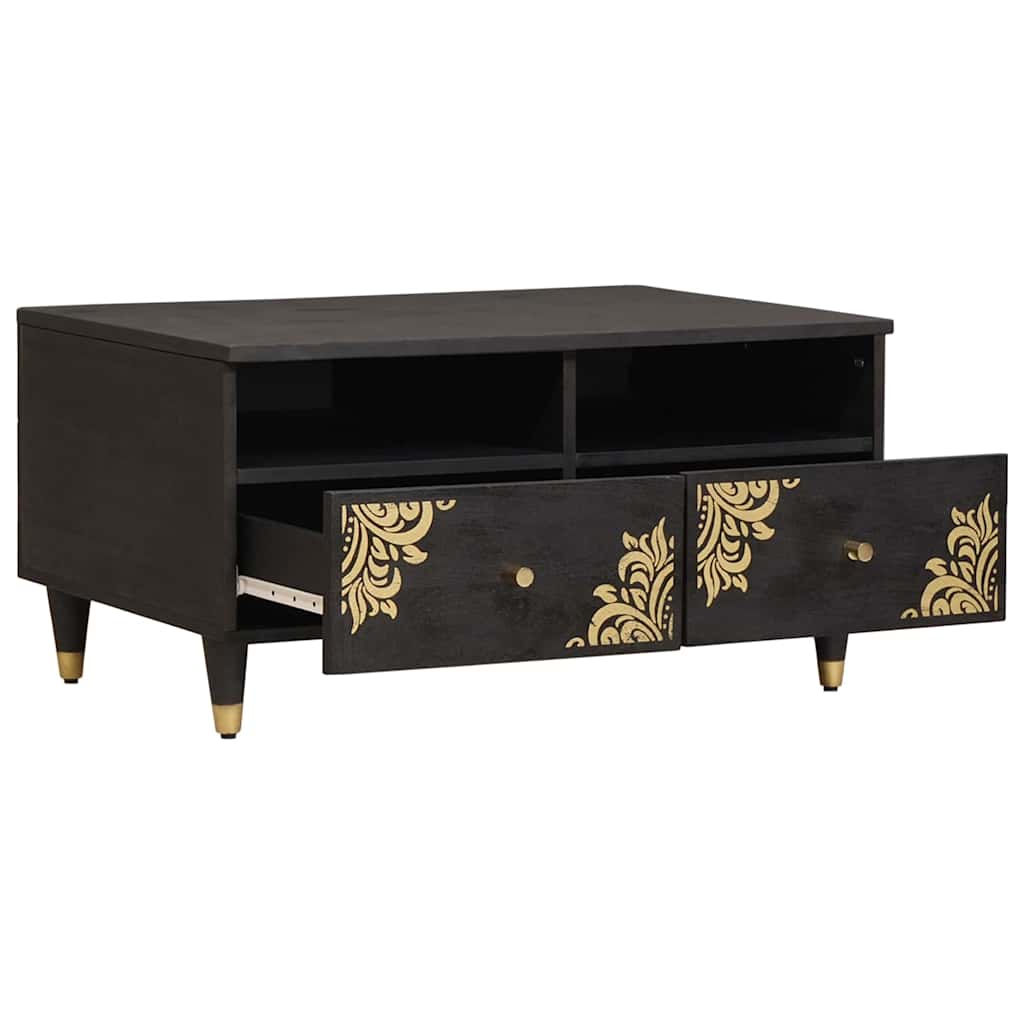 vidaXL Salontafel met lade Zwart 80 x 54 x 40 cm Massief Mango Hout