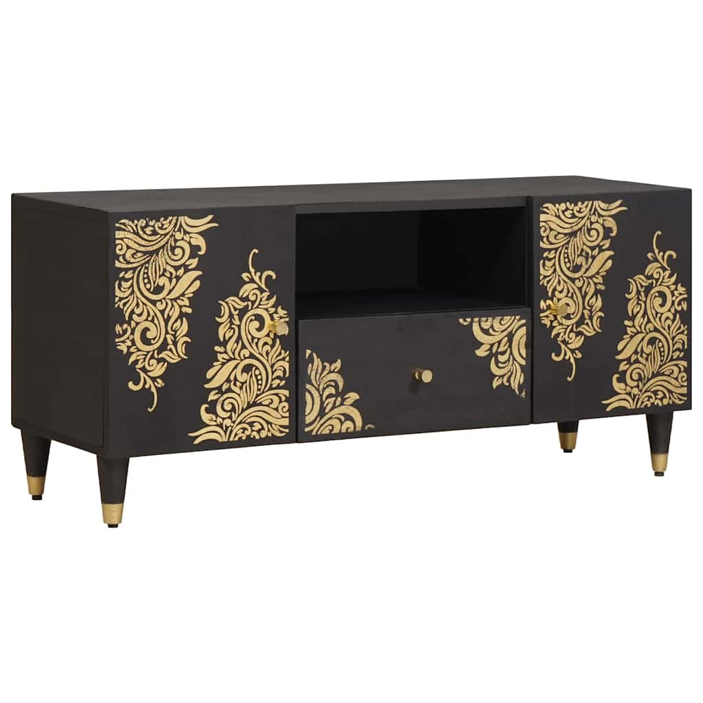 Dulapuri & depozitare - Cabinet TV cu sertar Negru 105 x 33 x 46 cm Lemn de mango solid