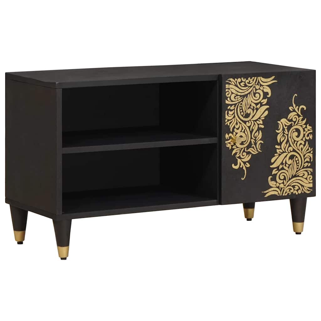 Dulapuri & depozitare - Cabinet TV cu raft Negru 80 x 33 x 46 cm Lemn de mango solid