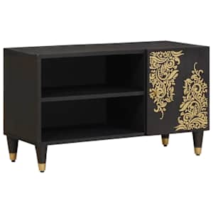 TV omarica s polico Črna 80 x 33 x 46 cm Masiven les manga