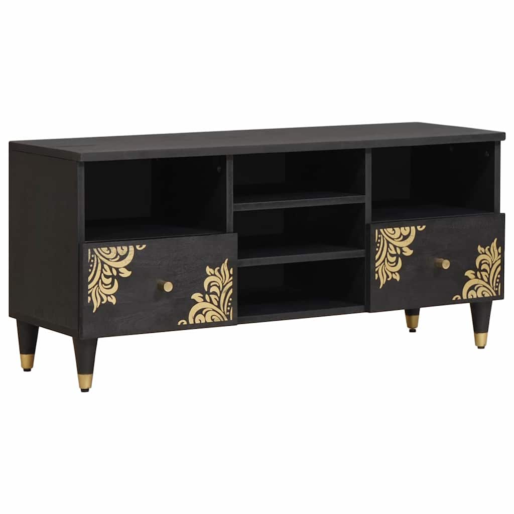 Dulapuri & depozitare - Cabinet TV cu sertar Negru 100 x 33 x 46 cm Lemn de mango solid