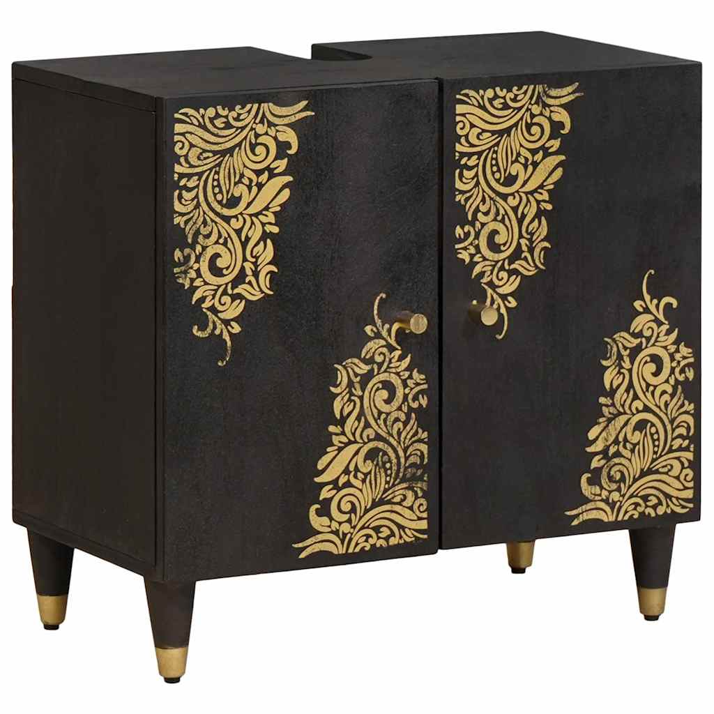 vidaXL Dulap de chiuvetă Negru 62 x 33 x 58 cm Lemn de mango solid