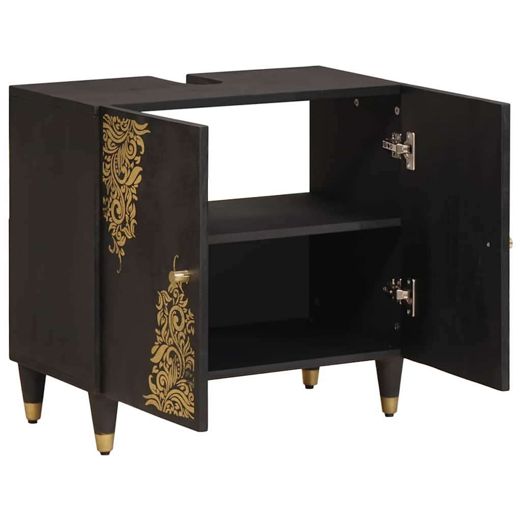 Thumbnail - vidaXL Waschbeckenunterschrank mit Speicher Schwarz 62 x 33 x 58 cm