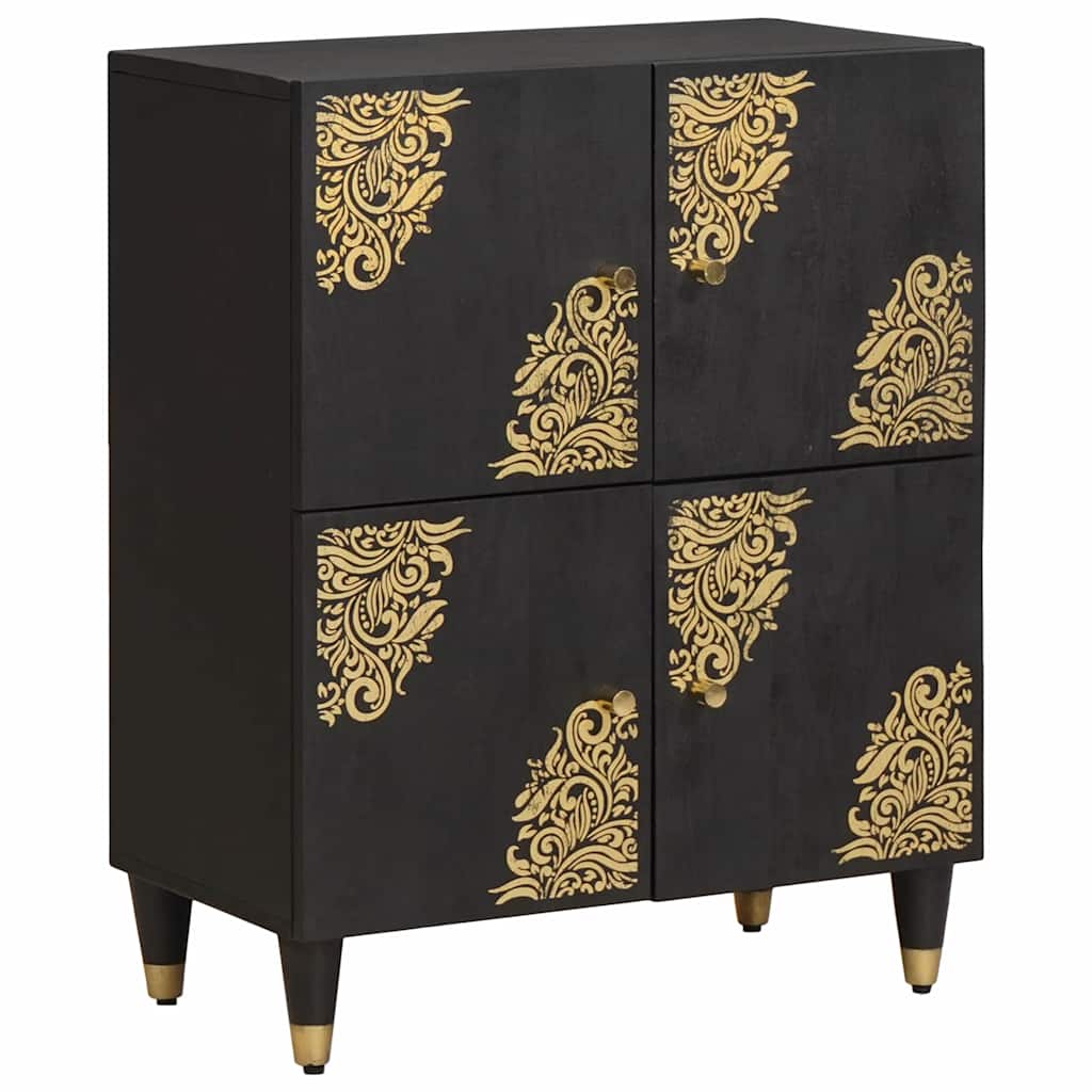 vidaXL Sideboard mit Regal Schwarz 60 x 33 x 75 cm Massivholz Mango