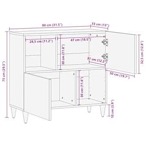 Servírovací skříň Černá 80 x 33 x 75 cm Masivní mangové dřevo - obrázek 12