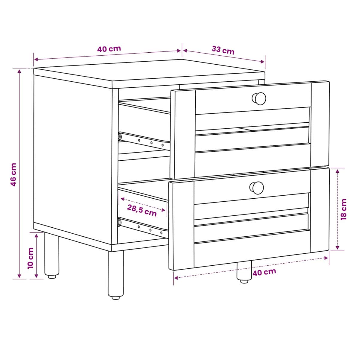 Sengebord Naturfarvet 40 x 33 x 46 cm Massivt mangotræ - Billede 9
