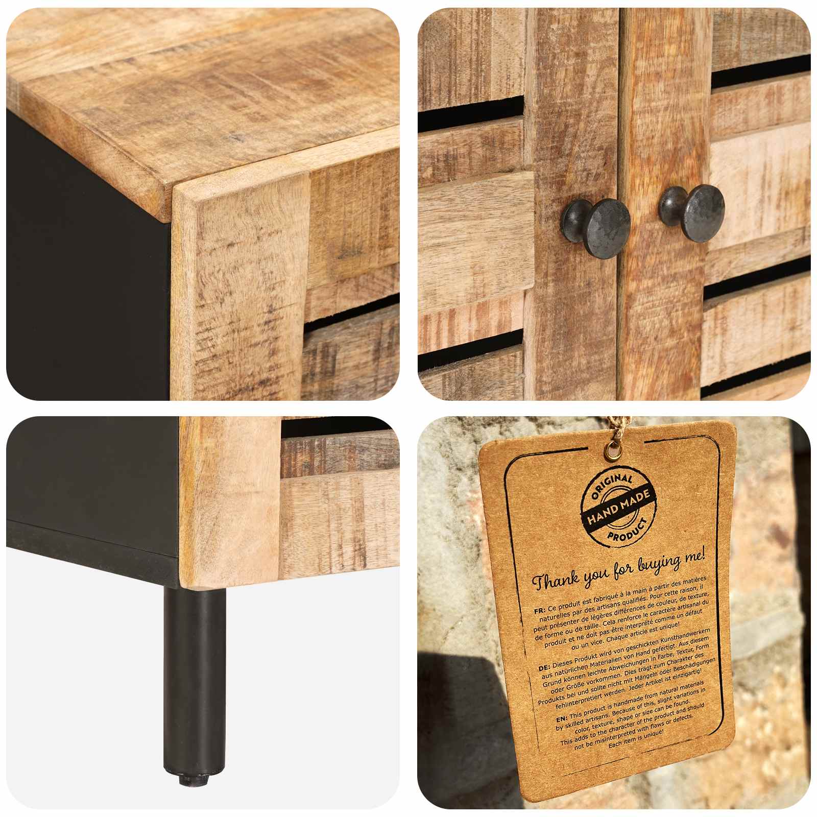 Opslagkasten 60 x 33 x 75 cm Massief Mango Hout Naturel image 7
