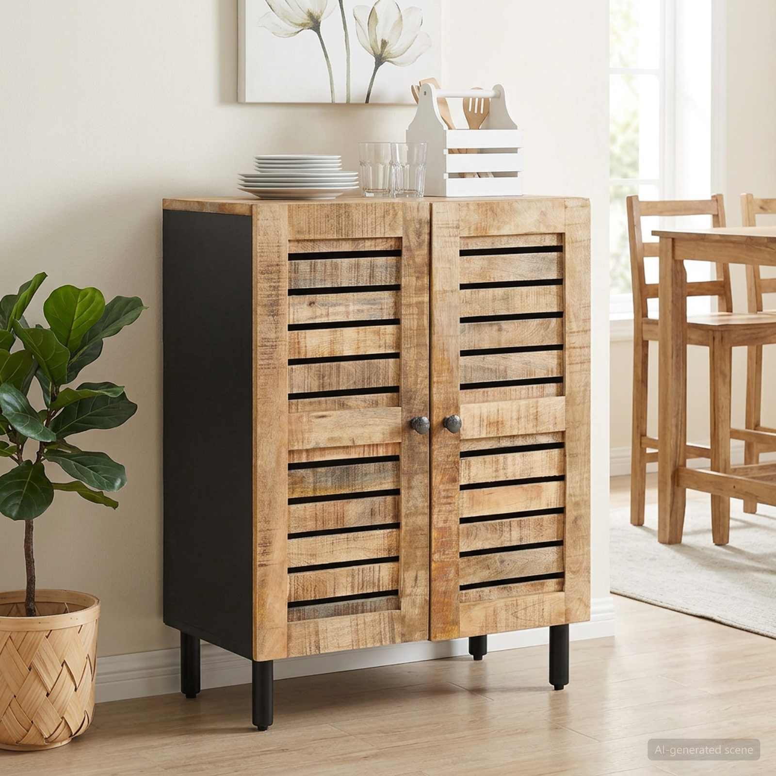 Opslagkasten 60 x 33 x 75 cm Massief Mango Hout Naturel image 1