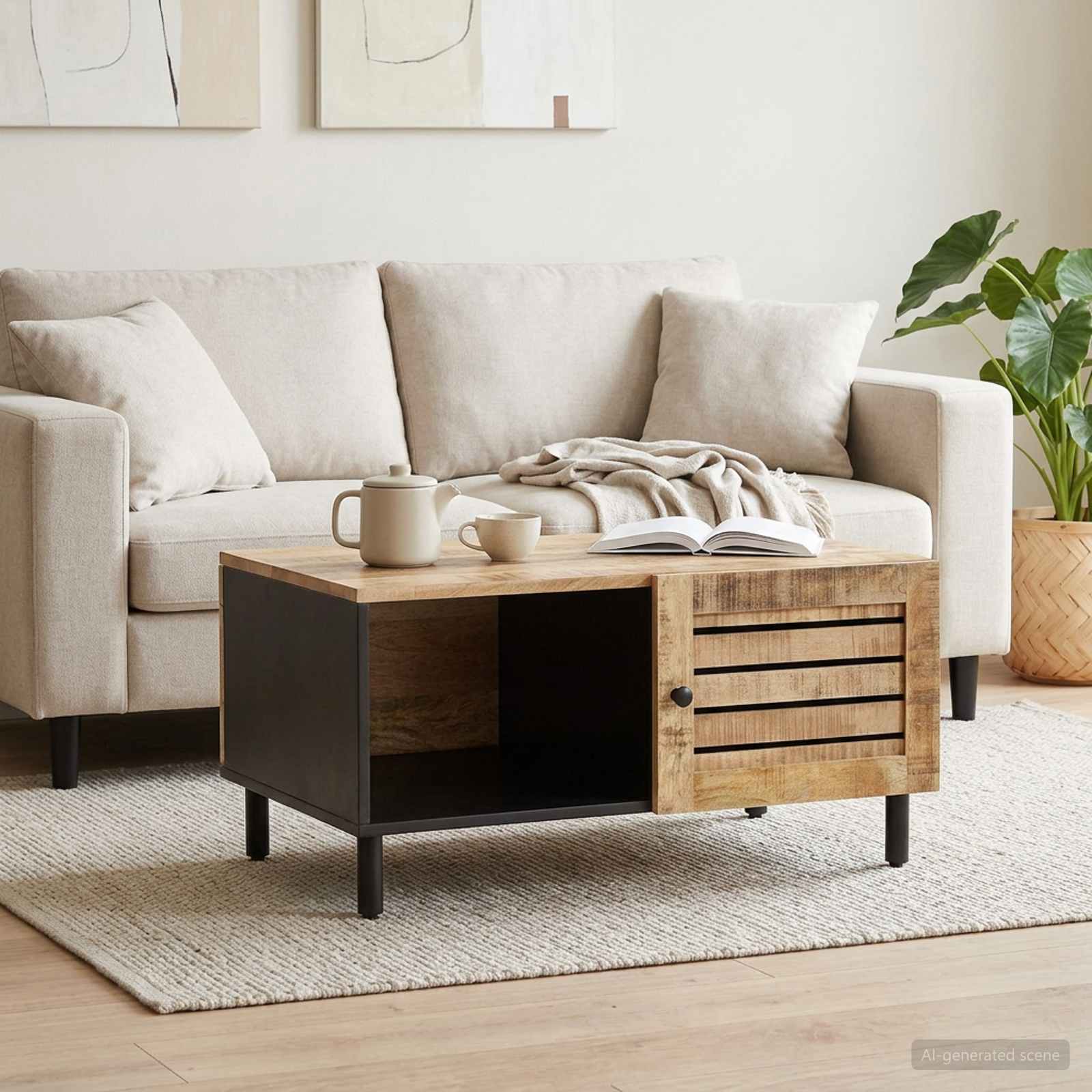 Salontafel Naturel 80 x 50 x 40 cm Massief Mango Hout image 1