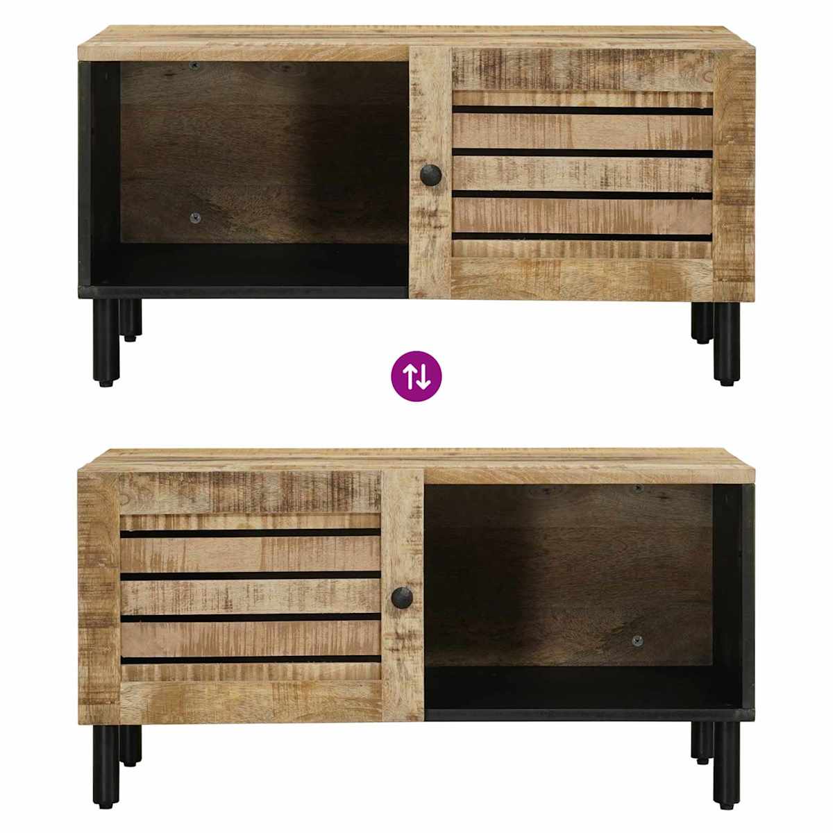 Sofabord Naturfarvet 80 x 50 x 40 cm Massivt mangotræ - Billede 8